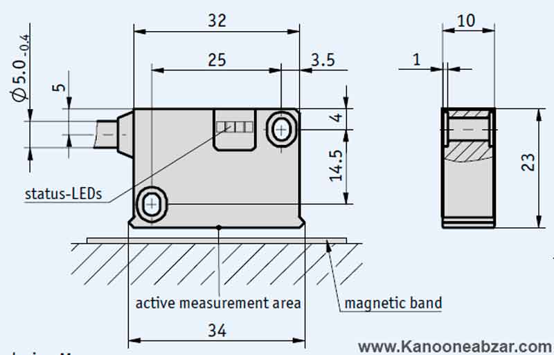  ابعاد فیزیکی سنسور MSK5000