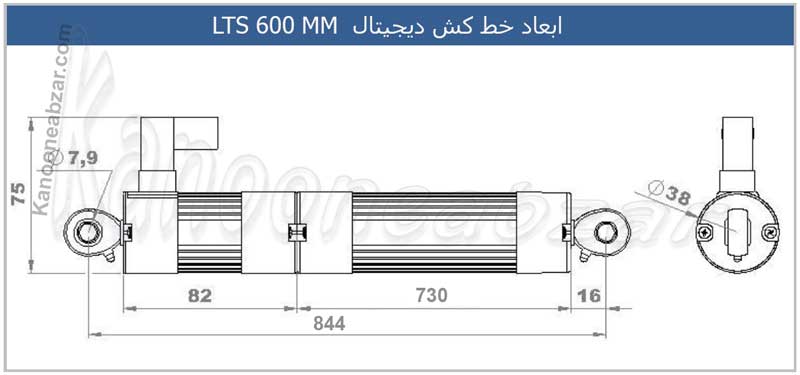 ابعاد خط کش دیجیتال 600 میلیمتری
