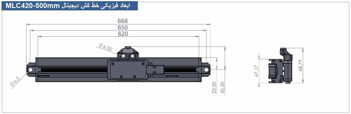 ابعاد خط کش دیجیتال پرس برک 500 میلیتری 