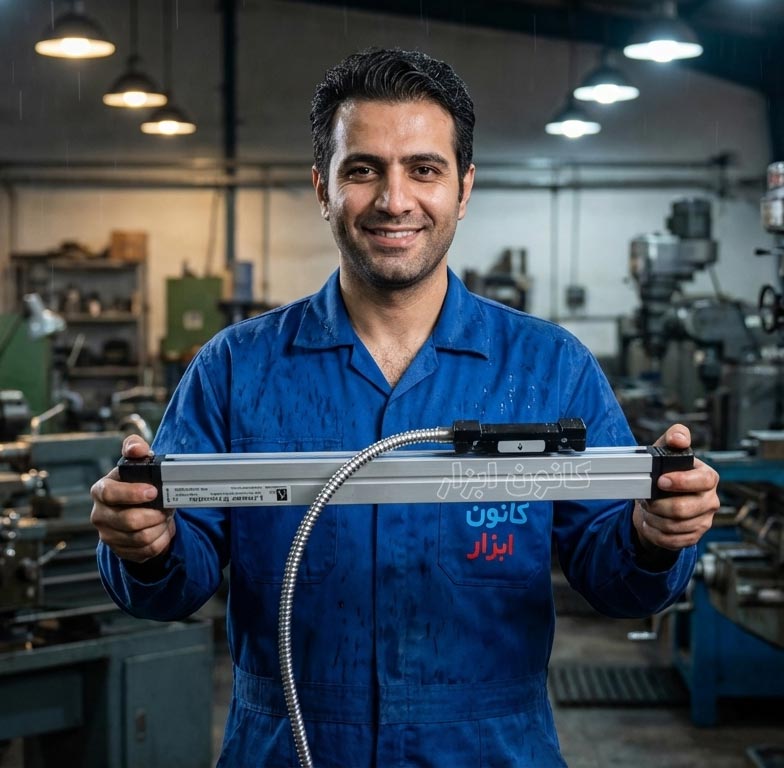 نصب خط‌کش دیجیتال روی دستگاه CNC و تراش در کارگاه‌های صنعتی تبریز
